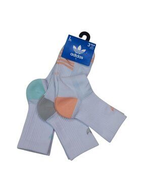 Adidas 3-Pack High Quarter Socks Moisture Wick Mens Shoe Size 8-12 Womens 10-13